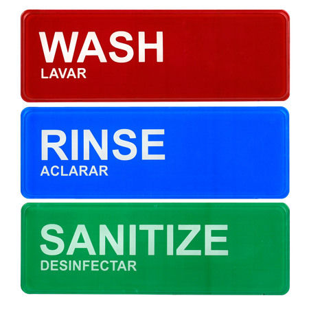 ALPINE INDUSTRIES Wash, Rinse, Sanitize Signage 9"x3" ALPSGN-41​
